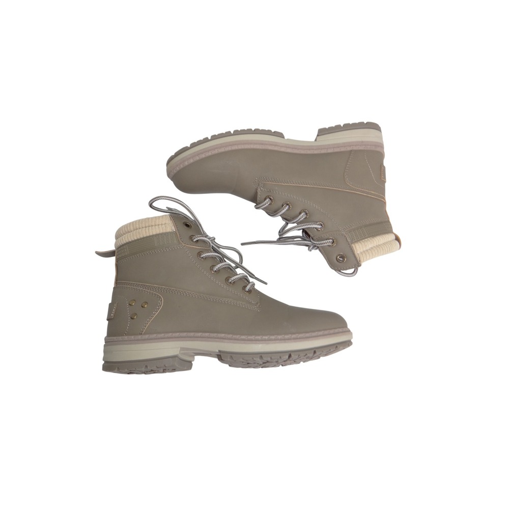 Athlefit Womens Ankle Combat Boots Taupe Knit Collar Lug Sole A69 Size 7